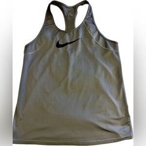 Nike Dri-FIT Gray Racerback Dri-Fit Tank Top with Black Logo
